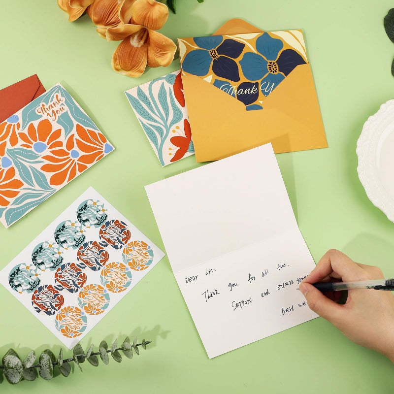 Thboxes 24 Pack Thank You Cards with Envelopes, 4x6 Inch Thank You Cards Bulk with Envelopes & Stickers, Greeting Card for Birthday, Wedding, Baby Shower, Graduation, Thanksgiving, Christmas, New Year - Image 4